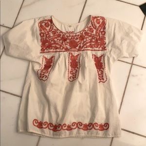 Burnt orange lightweight embroidered top XS